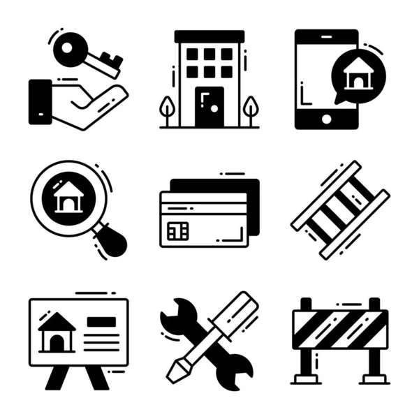 stock vector Real estate icons set, Premium quality. Simple thin line design. Modern symbols collection.