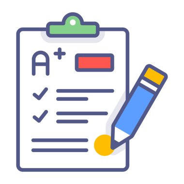 Notlar, sınav, eğitim Modern konseptler düz tasarım, kaliteli vektör çizimi konsepti. Vektör simgesi.