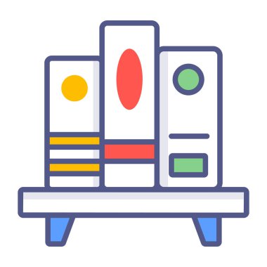 Kitaplık, kitaplık, kitap rafları, modern konseptler düz tasarım, kaliteli vektör çizimi konsepti. Vektör simgesi.