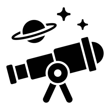 Bilim, teleskop, modern konseptler düz tasarım, kaliteli vektör çizimi konsepti. Vektör simgesi.