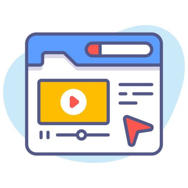 Ders, öğrenme, video modern konseptler düz tasarım, kaliteli vektör illüstrasyon konsepti. Vektör simgesi.