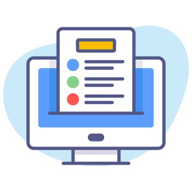 Çevrimiçi test, çevrimiçi eğitim, Modern kavramlar düz tasarım, kaliteli vektör çizimi konsepti. Vektör simgesi.