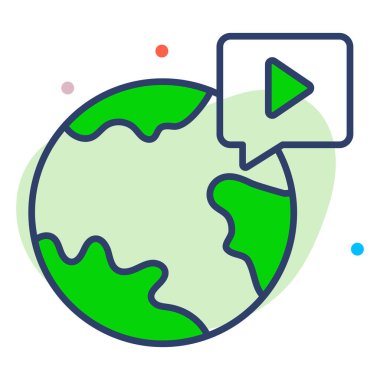 global video düz çizgi simgesi modern illüstrasyon