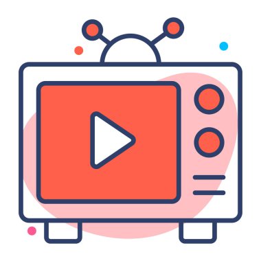 televizyon düz çizgi simgesi modern illüstrasyon