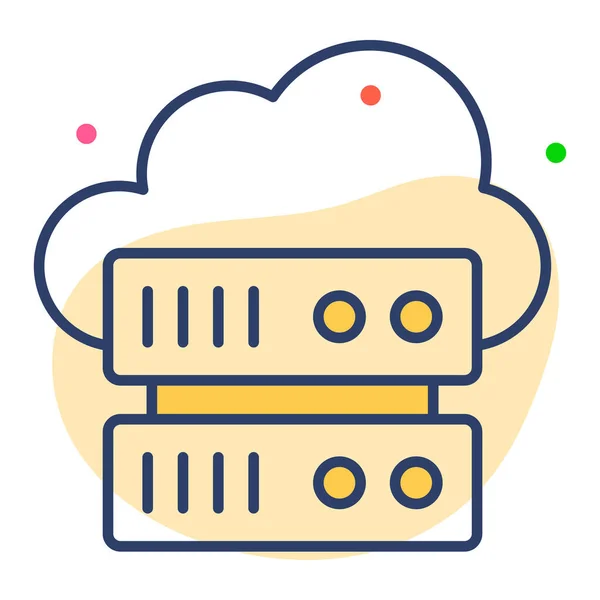 Cloud Data Server Ploché Čáry Ikona Moderní Ilustrace — Stockový vektor