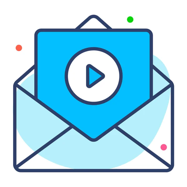 Video Mail Lapos Vonalú Ikon Modern Illusztráció — Stock Vector