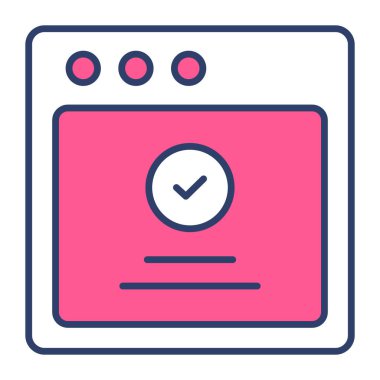 Web sayfası, onaylanmış simge modern illüstrasyon