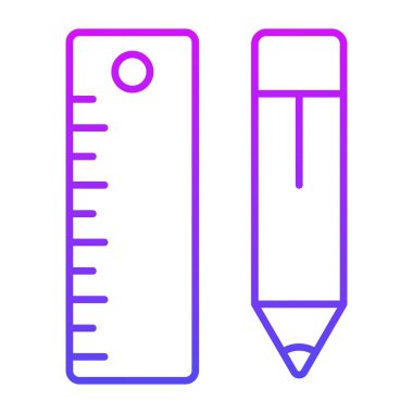 kalem ve cetvel simgesi modern illüstrasyon