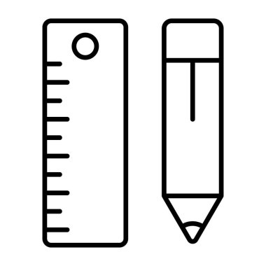 kalem ve cetvel simgesi modern illüstrasyon