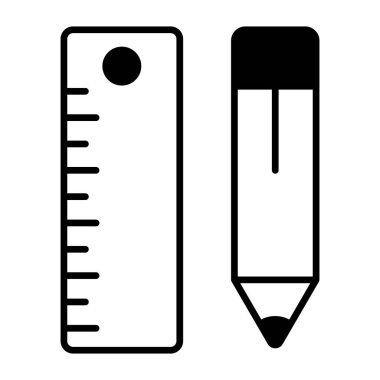 kalem ve cetvel simgesi modern illüstrasyon