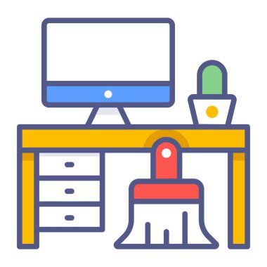 Ofis temizleme Modern kavramlar tasarımı, kaliteli vektör çizimi konsepti. Vektör simgesi.