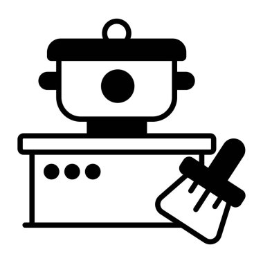 Modern mutfak temizleme tasarımı, kaliteli vektör çizimi konsepti. Vektör simgesi.