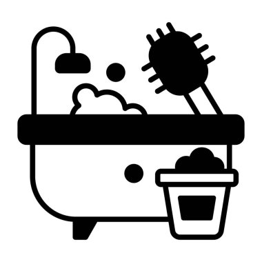 banyo temizleme Modern kavramlar tasarımı, kaliteli vektör çizimi konsepti. Vektör simgesi.