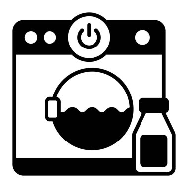 Çamaşır makinesi modern konseptler tasarım, kaliteli vektör çizimi konsepti. Vektör simgesi.