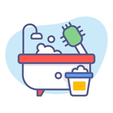 banyo temizleme Modern kavramlar tasarımı, kaliteli vektör çizimi konsepti. Vektör simgesi.