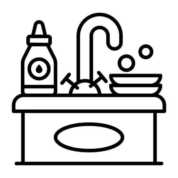 キッチンシンク洗浄現代的な概念設計 プレミアム品質ベクトルイラストコンセプト ベクトル記号 — ストックベクタ