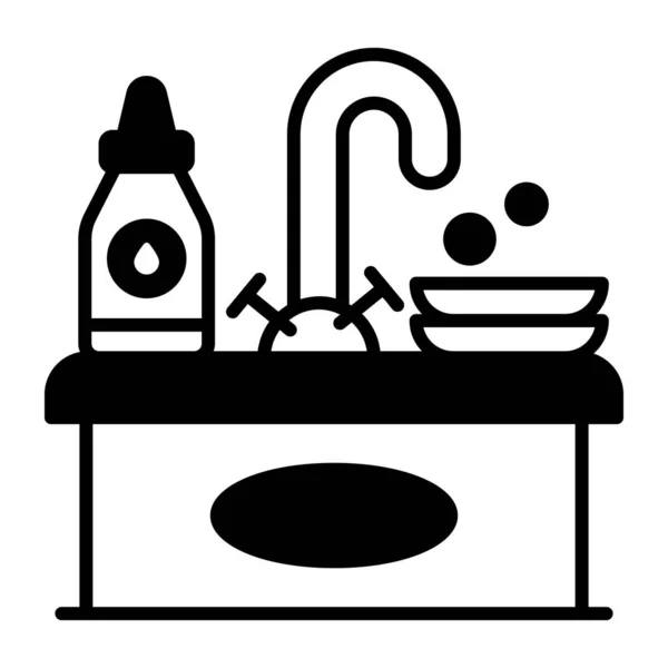 キッチンシンク洗浄現代的な概念設計 プレミアム品質ベクトルイラストコンセプト ベクトル記号 — ストックベクタ