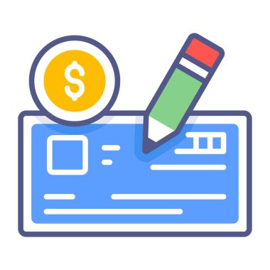 Çek, Şeffaf Çek, Premium kalite vektör çizimi konsepti. Düz çizgi simgesi.