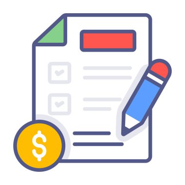 Mali beyan, mali rapor, kaliteli vektör illüstrasyon konsepti. Düz çizgi simgesi.