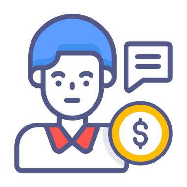 Profesyonel iş yardımı, finansal danışman, kaliteli vektör çizimi konsepti. Düz çizgi simgesi.