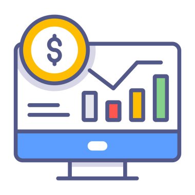 Finansal kazanç analizi, analiz grafiği, iş analizi, izole edilmiş düz çizgi simgesi.