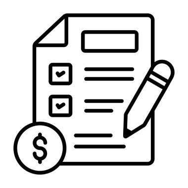 Mali beyan, mali rapor, kaliteli vektör illüstrasyon konsepti. satır simgesi.