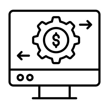 Finansal hizmetler, finans sektörü, kaliteli vektör illüstrasyon konsepti. satır simgesi.