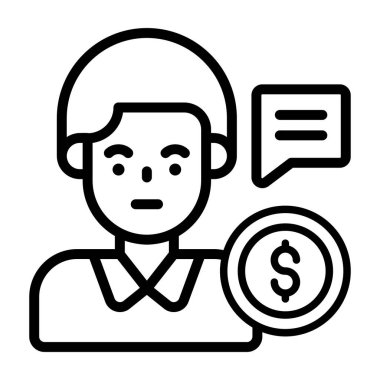 Profesyonel iş yardımı, finansal danışman, kaliteli vektör çizimi konsepti. satır simgesi.