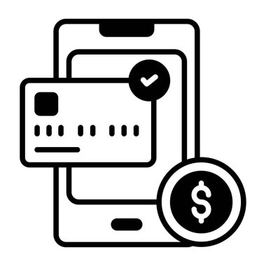 Banka uygulaması, kart ödemesi, dijital ödeme, çevrimiçi ödeme, ödeme hizmetleri, kaliteli vektör çizimi konsepti. Karışık simge sembolü.