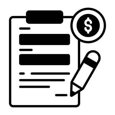 Üzerinde belge dosyası ve talep formu olan kredi formu, kağıt kağıdı, kaliteli vektör illüstrasyonu konsepti. Karışık simge sembolü.