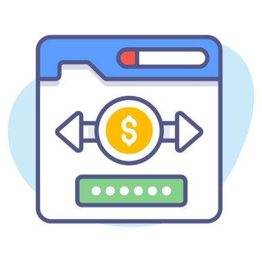 Modern para transferi, denge veya fon transferi, kaliteli vektör çizimi konsepti. Düz çizgi simgesi.