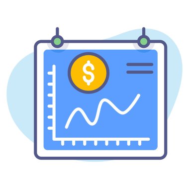 Mali verimlilik grafiği, istatistiksel panel, borsa, gelir artışı, kaliteli vektör çizimi konsepti. Düz çizgi simgesi.