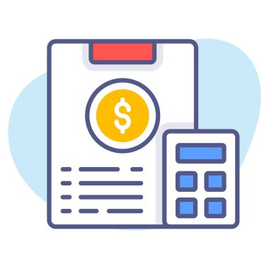 Muhasebe, finansal hesaplamalar, finansal hesap makinesi, kaliteli vektör çizimi konsepti. Düz çizgi simgesi.