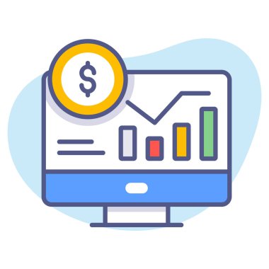 Finansal kazanç analizi, analiz grafiği, iş analizi, izole edilmiş düz çizgi simgesi.