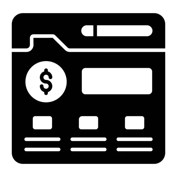 Bankstorting Geld Spaarrekening Online Bankieren Webpagina Zakelijk Financieel Beheer Glyph — Stockvector
