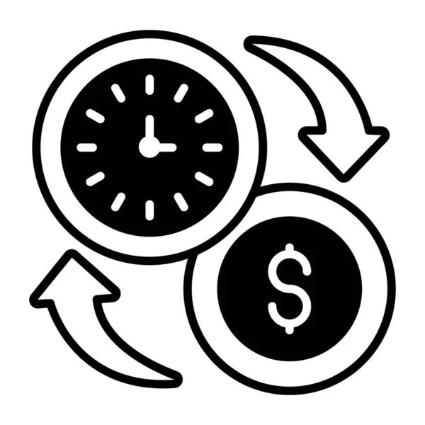Tempo Dinheiro Dinheiro Rápido Investimentos Negócios Economia Financeira Conceito Ilustração — Vetor de Stock