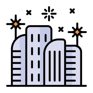 Yeni yılı simgeleyen havai fişekli binalar