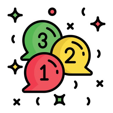 Geri sayım sohbet baloncukları vektör simgesi, yeni yıl geri sayımı