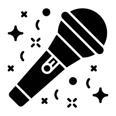 Beyaz arkaplanda izole edilmiş mikrofon vektör simgesi