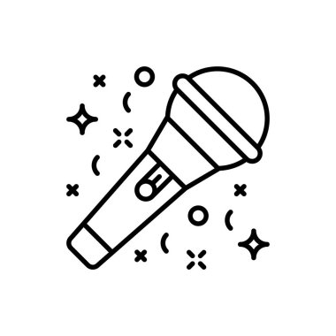 Beyaz arkaplanda izole edilmiş mikrofon vektör simgesi