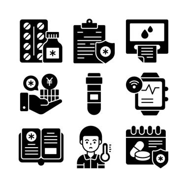 Tıbbi ve Sağlık Servisi seti, vektör simgeleri. Kaliteli simgeler.