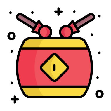 Çıngıraklı sopalı müzikal davul, güzel vektör tasarımı