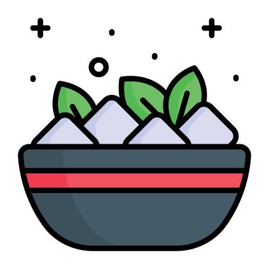 Geleneksel Çin yemeği, pirinç kasesinin moda vektör tasarımı