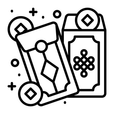 Bozuk para vektör simgesine sahip zarf modada