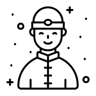 Çinli adam avatar vektör tasarımı beyaz arkaplanda izole edildi