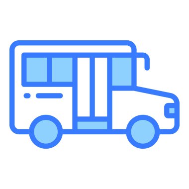 okul van vektör çizgisi simgesi, okul ve eğitim simgesi