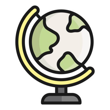 Coğrafya vektörü düz simgesi, okul ve eğitim simgesi