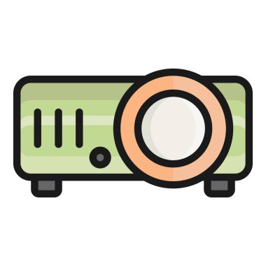 projektör kamera vektörü düz simge, okul ve eğitim simgesi