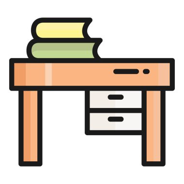 Çalışma tablosu düz ikonu, okul ve eğitim ikonu