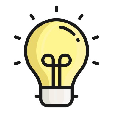 Ampul vektörü düz simgesi, okul ve eğitim simgesi